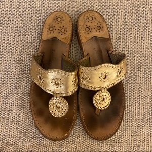 gold metallic “jacks flat” sandals • jack rogers